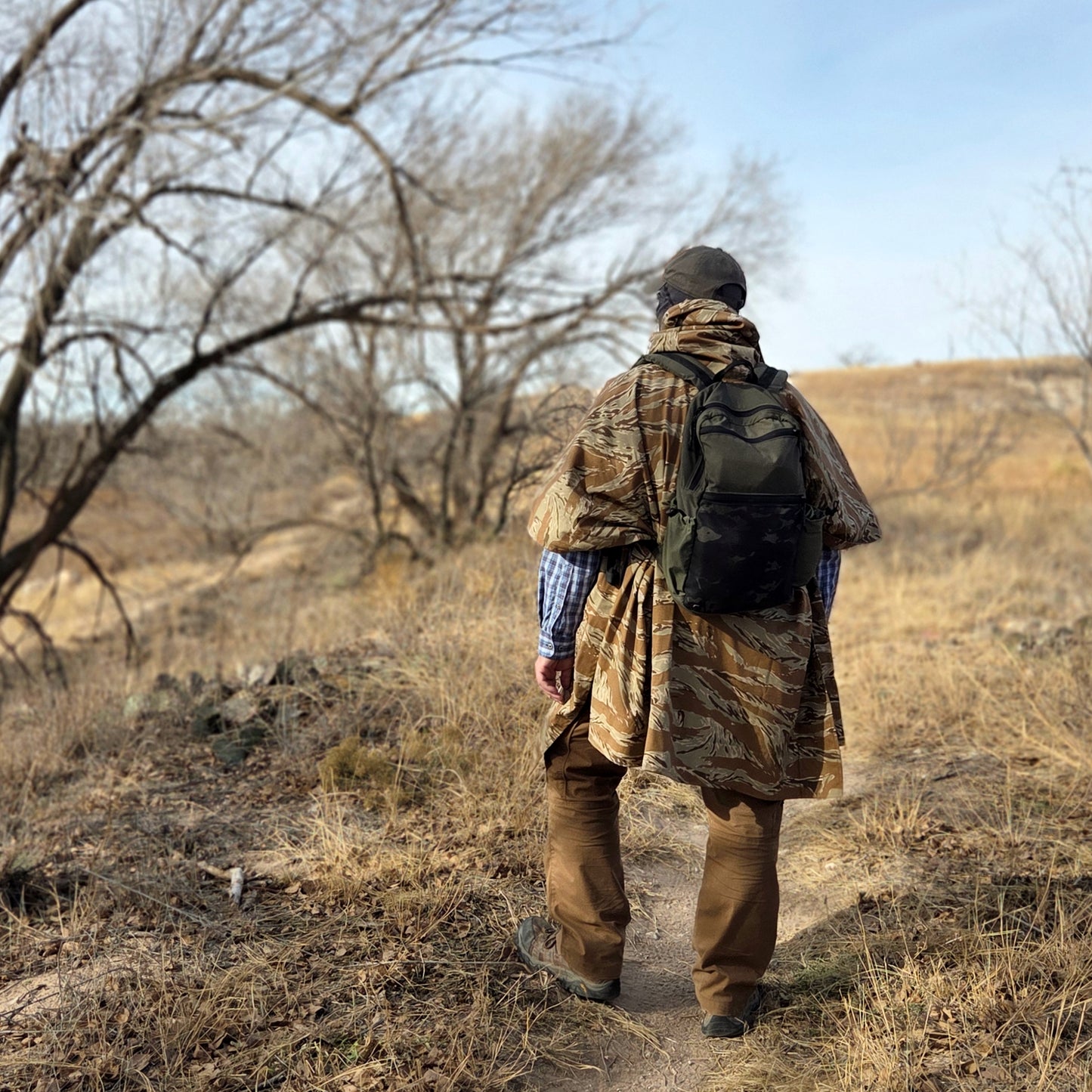 January 16th The GUERRILLA Poncho in Desert Tigerstripe